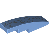 Visuel indicatif Rebrickable de Brique courbée 4 x 1 Non tenons avec motif imprimé Scrollwork de Cendrillon [tenon] (Brick Curved 4 x 1 No Studs with Cinderella Scrollwork Print [Stud Holder with Symmetric Ridges])