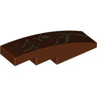 Visuel indicatif Rebrickable de Brique courbée 4 x 1 sans tenons avec des vignes enlacées d'or motif imprimé [support de tenon avec des crêtes symétriques] (Brick Curved 4 x 1 No Studs with Gold Entwined Vines Print [Stud Holder with Symmetric Ridges])