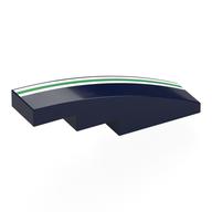 Visuel indicatif Rebrickable de Brique courbée 4 x 1 Non tenons avec motif imprimé blanc/vert/blanc (Brick Curved 4 x 1 No Studs with White/Green/White Stripes Print)
