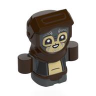 Visuel indicatif Rebrickable de Créature, Anzellan, Cagoule marron foncé, Ceinture, Mains, Visage beige, Motif imprimé riant (Creature, Anzellan, Dark Brown Hood, Belt, Hands, Tan Face, Laughing Print)