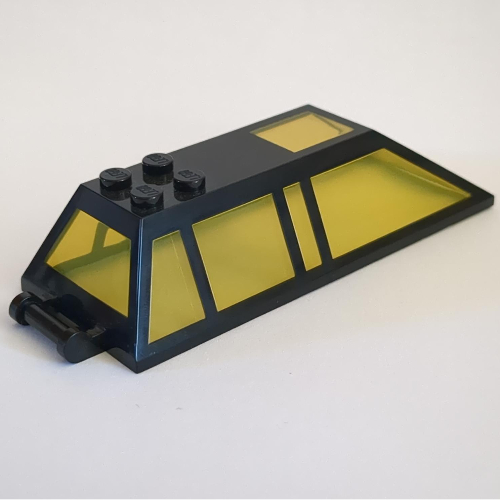 Visuel indicatif Rebrickable de Canopée 4 x 10 x 2 avec cadre et motif de fenêtre transparent-Jaune (Canopy 4 x 10 x 2 with Frame and Trans-Yellow Window Pattern)