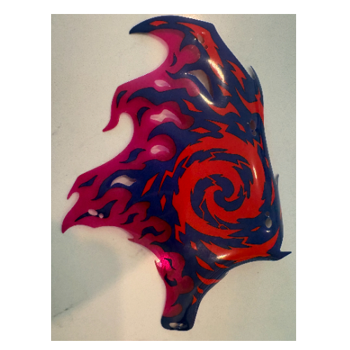 Visuel indicatif Rebrickable de Aile, gauche, Dragon, Tourbillon rouge, violet foncé et Magenta Membranes motif imprimé (Wing, Left, Dragon, Red Swirl, Dark Purple and Magenta Membranes Print)