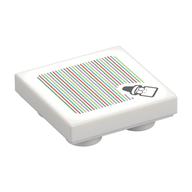 Tuile spécial 2 x 2 inversé avec motif imprimé kamek et code à barres (autocollant) (Tile Special 2 x 2 Inverted with Kamek and Barcode Print (Sticker))