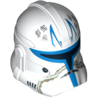 Casque Clone Trooper Phase 2, fermé devant, bleu et beige Marquages et tués Ennemis Compter motif imprimé (Capitaine Rex) (Helmet Clone Trooper Phase 2, Closed Front, Blue and Tan Markings and Killed Enemies Count Print (Captain Rex))