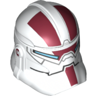 Casque clone trooper phase 2, avant fermé, visière bleu clair et marquages rouge foncé imprimés (jek-14) (Helmet Clone Trooper Phase 2, Closed Front, Light Blue Visor and Dark Red Markings Print (Jek-14))