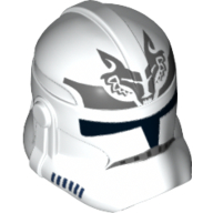 Casque clone trooper phase 2, avant fermé, insignes de loup sur le avant et marquages gris bleuâtre foncé imprimés (Helmet Clone Trooper Phase 2, Closed Front, Wolf Insignia on Forehead and Dark Bluish Gray Markings Print)