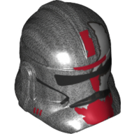 Casque clone trooper phase 2, avant fermé, visière noire et marquages rouge foncé imprimés (Helmet Clone Trooper Phase 2, Closed Front, Black Visor and Dark Red Markings Print)