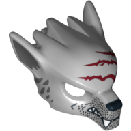 Masque loup avec crocs, barbe naissante et trois gashes rouge foncé motif imprimé (Mask Wolf with Fangs, Stubble and Three Dark Red Gashes Print)