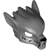 Masque Loup avec Crocs, Fourrure Gris Foncé et Oreilles (Mask Wolf with Fangs, Light Bluish Gray Fur and Ears Print)