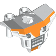 Armure minifigurine avec protection d'épaule carrée (espace) avec grille argentée et marquages orange motif imprimé (Minifig Neckwear Armour with Square Shoulder Protection (Space) with Silver Grille and Orange Markings Print)