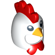 Costume / masque, poulet avec bec jaune et peigne rouge et motif imprimé Wattles (Costume / Mask, Chicken with Yellow Beak and Red Comb and Wattles Print)