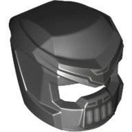 Casque, Mech avec visière ouverte, grill à la bouche et marquages argentés (Helmet, Mech with Open Visor, Mouth Grill and Silver Markings Print)