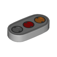 Visuel indicatif Rebrickable de Tuile ronde 1 x 2 avec motif imprimé feu arrière rouge, orange, blanc (Tile Round 1 x 2 with Red, Orange, White Taillights Print)