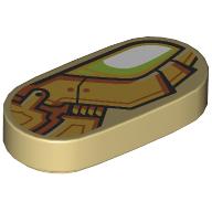 Visuel indicatif Rebrickable de Tuile ronde 1 x 2 avec œil blanc/calme, motif imprimé armure or (Tile Round 1 x 2 with White/Lime Eye, Gold Armour Print)