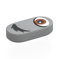 Visuel indicatif Rebrickable de Tuile ronde 1 x 2 avec œil brun rougeâtre, sourcil noir, motif imprimé à droite (Tile Round 1 x 2 with Reddish Brown Eye, Black Eyebrow, Right Print)