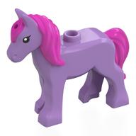Visuel indicatif Rebrickable de Animal, poulain, longue crinière rose foncé avec yeux noirs motif imprimé (Animal, Foal, Long Mane Dark Pink with Black Eyes Print)