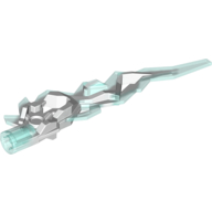 Visuel indicatif Rebrickable de Accessoire d'arme de grande figurine, boulon de flamme / foudre avec trou pour axe avec motif bleu clair (Large Figure Weapon Accessory, Flame / Lightning Bolt with Axle Hole with Marbled Trans-Light Blue Pattern)
