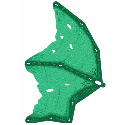 Visuel indicatif Rebrickable de Aile, Grande, droite avec motif imprimé vert foncé (Wing, Large, Right with Dark Green Print)