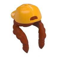 Cheveux et chapeau, casquette arrière avec motif de queues tressées orange foncé (Hair and Hat, Backward Cap with Dark Orange Braided Tails Pattern)
