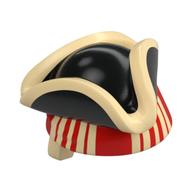 Visuel indicatif Rebrickable de Chapeau, Tricorne avec bandana beige, Motif imprimé rayures rouges (Hat, Tricorn with Bandana Tan, Red Stripes Print)
