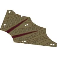Visuel indicatif Rebrickable de Voile, 13 x 13, en lambeaux avec rayures rouge foncé, échelles de serpent orange foncé, motif imprimé de symboles asiatiques (Sail, 13 x 13, Tattered with Dark Red Stripes, Dark Orange Snake Scales, Asian Symbols Print)