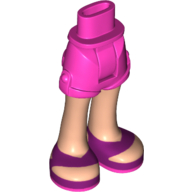 Mini poupée bassin et court avec jambes nougat clair et magenta/sandales rose foncé motif imprimé (Minidoll Hips and Shorts with Light Nougat Legs and Magenta/Dark Pink Sandals Print)