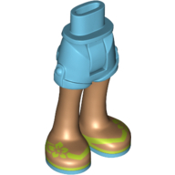 Visuel indicatif Rebrickable de Mini-poupée bassin et court avec jambes de nougat moyen et sandales à la vert citron motif imprimé (Minidoll Hips and Shorts with Medium Nougat Legs and Lime Sandals Print)