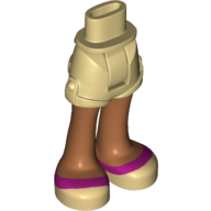 Bassin mini-poupée et short avec jambes de nougat moyen et bande magenta sur les chaussures motif imprimé (Minidoll Hips and Shorts with Medium Nougat Legs and Magenta Stripe on Shoes Print)