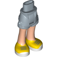 Visuel indicatif Rebrickable de Bassin mini-poupée et court avec des jambes de nougat clair et des lacets bleu sable sur des chaussures jaunes et blanches motif imprimé (Minidoll Hips and Shorts with Light Nougat Legs and Sand Blue Laces on Yellow and White Shoes Print)