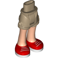 Visuel indicatif Rebrickable de Mini-poupée bassin et court avec des chaussures rouges et des lacets blancs et des semelles imprimées (Minidoll Hips and Shorts with Red Shoes and White Laces and Soles Print)