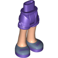 Visuel indicatif Rebrickable de Bassin mini-poupée et court avec des jambes de nougat clair et des lacets violet foncé sur des chaussures bleu sable motif imprimé (Minidoll Hips and Shorts with Light Nougat Legs and Dark Purple Laces on Sand Blue Shoes Print)