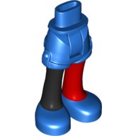 Visuel indicatif Rebrickable de Bassin mini-poupée et court avec jambe droite noire et jambe gauche rouge, et des chaussures bleues motif imprimé (Harley Quinn) (Minidoll Hips and Shorts with Right Black Leg and Left Red Leg, and Blue Shoes Print (Harley Quinn))