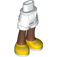 Bassin mini-poupée et short avec des jambes marron moyen et des lacets blancs sur des chaussures jaunes motif imprimé (Minidoll Hips and Shorts with Medium Brown Legs and White Laces on Yellow Shoes Print)