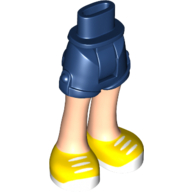 Mini-poupée bassin et short avec des jambes de nougat clair et des lacets blancs sur des chaussures jaunes et blanches motif imprimé (Minidoll Hips and Shorts with Light Nougat Legs and White Laces on Yellow and White Shoes Print)