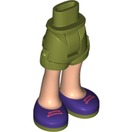Bassin mini-poupée et court avec des jambes de nougat clair et des chaussures violet foncé, lacets rose foncé (Minidoll Hips and Shorts with Light Nougat Legs and Dark Purple Shoes, Dark Pink Laces)