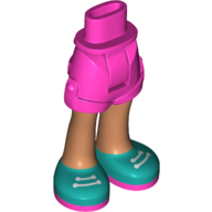 Visuel indicatif Rebrickable de Mini-poupées bassin et court avec jambes de nougat clair et chaussures turquoise foncé, lacets blancs (Minidoll Hips and Shorts with Light Nougat Legs and Dark Turquoise Shoes, White Laces)