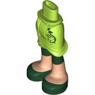 Mini-poupée bassin et jupe wrap avec un design d'épine vert foncé, jambes de nougat clair avec leggings vert foncé et chaussures imprimé (Minidoll Hips and Wrap Skirt with Dark Green Thorn Design, Light Nougat Legs with Dark Green Leggings and Shoes Print)