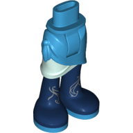 Visuel indicatif Rebrickable de Mini-poupée bassin et jupe wrap avec bleu moyen avec couche d'vert d’eau clair, bottes bleu foncé avec motif imprimé à rayures argentées (Minidoll Hips and Wrap Skirt with Medium Blue with Light Aqua Layer, Dark Blue Boots with Silver Striping Print)