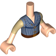 Visuel indicatif Rebrickable de Mini-poupée torse garçon avec des manches beige et bleu sable chemise motif imprimé, bras et mains nougat clair (Minidoll Torso Boy with Tan Sleeves and Sand Blue Shirt Print, Light Nougat Arms and Hands)