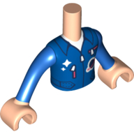 Torse de mini-poupée garçon veste, nasa-logo, zips corail motif imprimé, bras bleus, mains nougat clair (Minidoll Torso Boy Jacket, NASA-logo, Coral Zippers Print, Blue Arms, Light Nougat Hands)