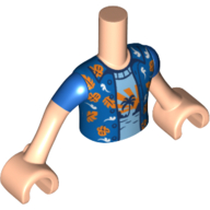 Visuel indicatif Rebrickable de Torse de mini-poupée Garçon avec chemise hawaïenne avec palmier et motif imprimé coucher de soleil, bras et mains nougat clair (Minidoll Torso Boy with Hawaiian Shirt with Palm Tree and Sunset Print, Light Nougat Arms and Hands)