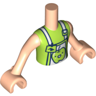 Visuel indicatif Rebrickable de Torse de mini-poupée Tablier blanc garçon, coupe vert citron, chemise vert citron, pomme, bras et mains nougat clair (Minidoll Torso Boy White Apron, Lime Trim, Lime Shirt, Apple, Light Nougat Arms and Hands)