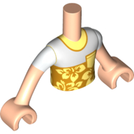 Visuel indicatif Rebrickable de Torse de mini-poupée Garçon avec chemise jaune/blanc clair lumineux, fleurs, bras et mains nougat clair (Minidoll Torso Boy with Bright Light Yellow/White Shirt, Flowers, Light Nougat Arms and Hands)