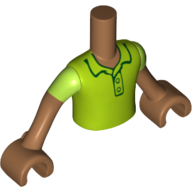 Torse de mini-poupée Garçon avec Polo vert vif avec motif imprimé manches courtes, bras et mains nougat moyen (Minidoll Torso Boy with Bright Green Polo Shirt with Short Sleeves Print, Medium Nougat Arms and Hands)