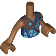 Visuel indicatif Rebrickable de Mini-poupée torse garçon avec chemise bleue et marron armure d'épaule motif imprimé, bras et mains nougat moyen (Minidoll Torso Boy with Blue Shirt and Brown Shoulder Armour Print, Medium Nougat Arms and Hands)