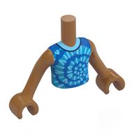 Torse de mini-poupée garçon avec chemise bleue, bleu azur / bleu clair tourbillon motif imprimé, bras et mains nougat moyen (Minidoll Torso Boy with Blue Shirt, Azure/Bright Light Blue Swirl Print, Medium Nougat Arms and Hands)