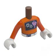 Torse de mini-poupée Garçon avec costume de l'espace, Gear, cœur rose métal sur motif imprimé cadre noir, bras et mains blancs (Minidoll Torso Boy with Space Suit, Gear, Metal Pink Heart on Black Frame Print, White Arms and Hands)