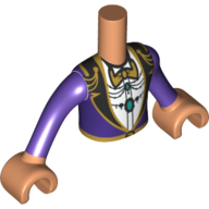 Torse de mini-poupée garçon veste violet foncé, chemise blanche, revers noirs, bras et mains nougat (Minidoll Torso Boy Dark Purple Jacket, White Shirt, Black Lapels, Nougat Arms and Hands)