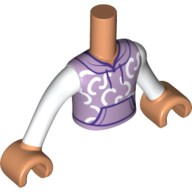 Visuel indicatif Rebrickable de Torse de mini-poupée Garçon avec Chemise en Lavande, Motif imprimé poches devant, bras et mains nougat (Minidoll Torso Boy with Lavender Shirt, Front Pockets Print, Nougat Arms and Hands)