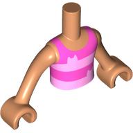 Visuel indicatif Rebrickable de Torse de mini-poupée Garçon avec chemise à rayures rose foncé / rose vif, bras et mains nougat (Minidoll Torso Boy with Dark Pink/Bright Pink Stripes Shirt, Nougat Arms and Hands)